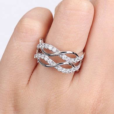 Stella Grace Sterling Silver Cubic Zirconia Crisscross Ring