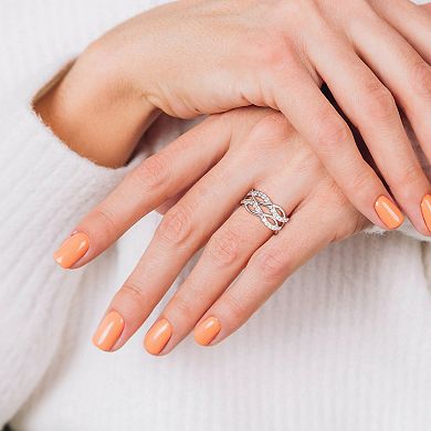 Stella Grace Sterling Silver Cubic Zirconia Crisscross Ring