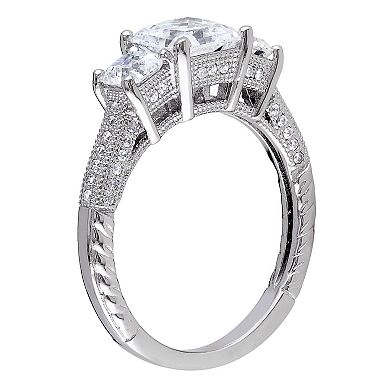 Stella Grace Sterling Silver Cubic Zirconia 3-Stone Engagement Ring