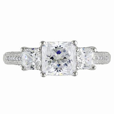 Stella Grace Sterling Silver Cubic Zirconia 3-Stone Engagement Ring