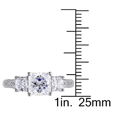 Stella Grace Sterling Silver Cubic Zirconia 3-Stone Engagement Ring