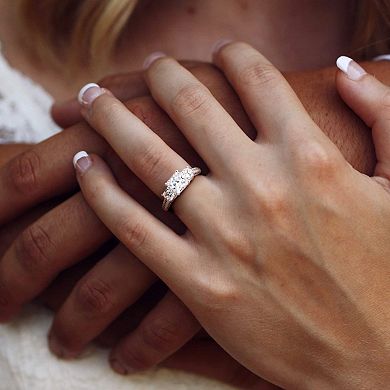 Stella Grace Sterling Silver Cubic Zirconia 3-Stone Engagement Ring