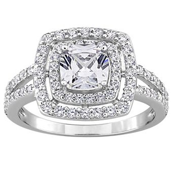Stella Grace Sterling Silver Cubic Zirconia Double Halo Engagement Ring