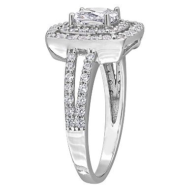 Stella Grace Sterling Silver Cubic Zirconia Double Halo Engagement Ring