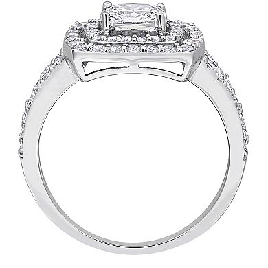 Stella Grace Sterling Silver Cubic Zirconia Double Halo Engagement Ring