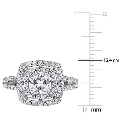 Stella Grace Sterling Silver Cubic Zirconia Double Halo Engagement Ring