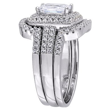 Stella Grace Sterling Silver Cubic Zirconia Halo Bridal Ring Set