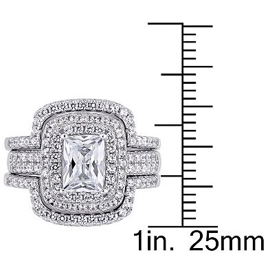 Stella Grace Sterling Silver Cubic Zirconia Halo Bridal Ring Set