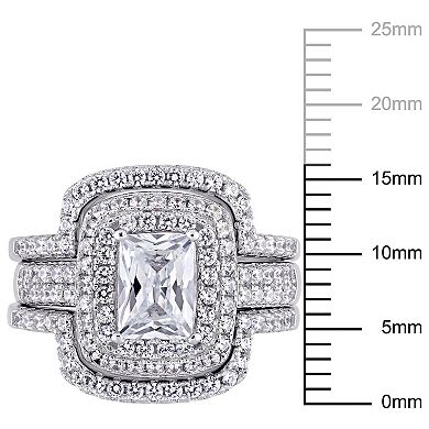 Stella Grace Sterling Silver Cubic Zirconia Halo Bridal Ring Set