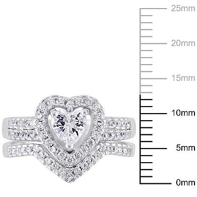 Stella Grace Sterling Silver Cubic Zirconia Heart Bridal Ring Set