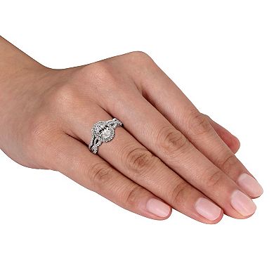 Stella Grace Sterling Silver Cubic Zirconia Oval Halo Bridal Ring Set