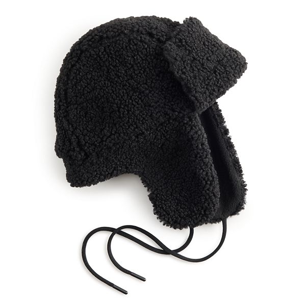 Women's Sonoma Goods For Life® Teddy Fleece Trapper Hat - Pitch Black