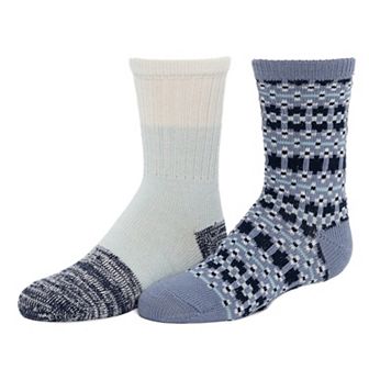 Girls Cuddl Duds® Plushfill 2 Pair Pack Fairisle Crew Socks