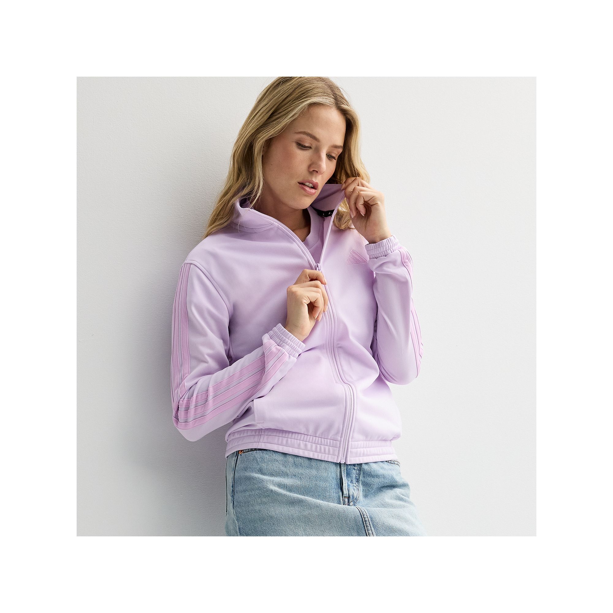 Womens adidas Tricot 3-Stripes Sportswear Track Top, Size: Small, Bliss Pu