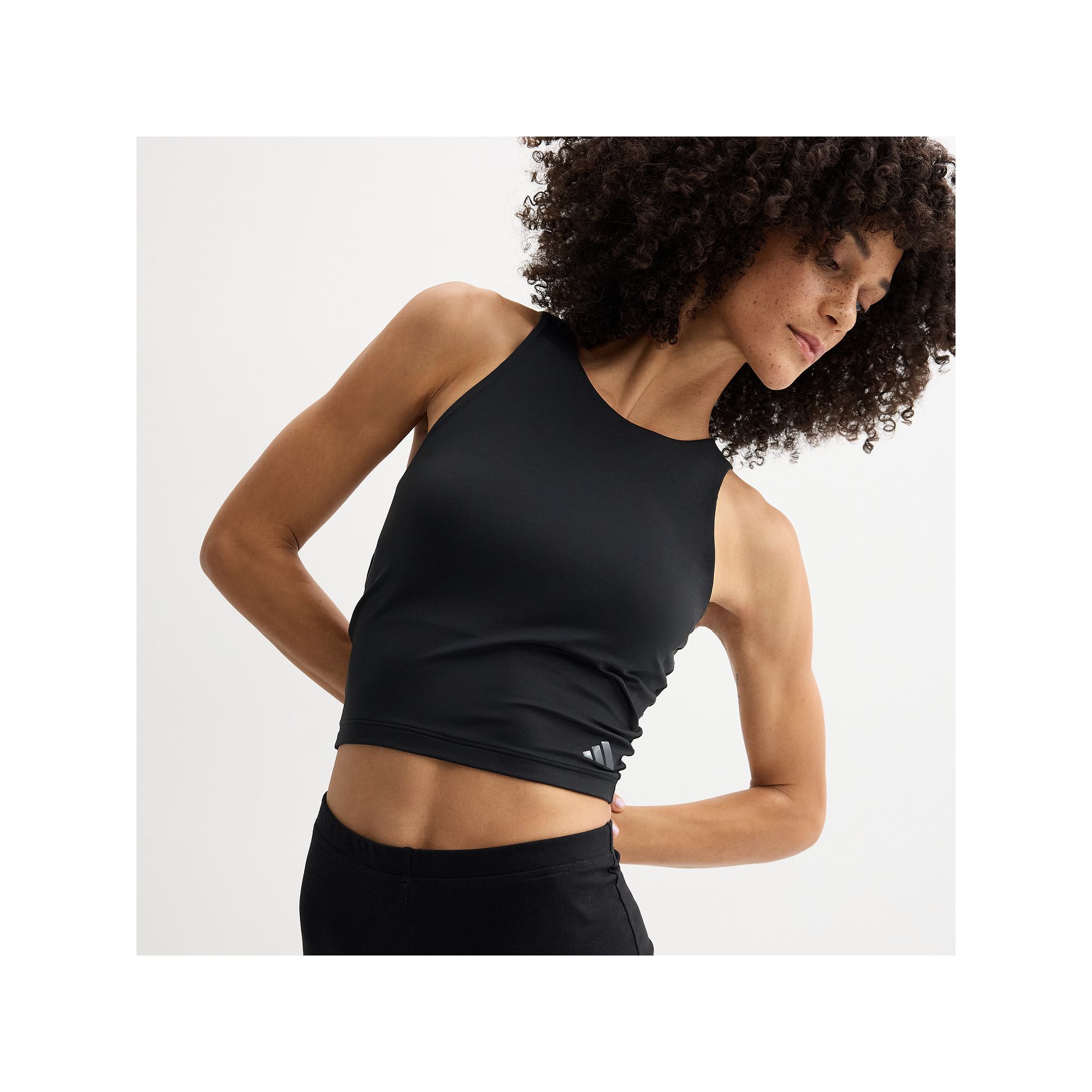 Womens adidas Studio Slim Yoga Tank Top, Size: XS, Black