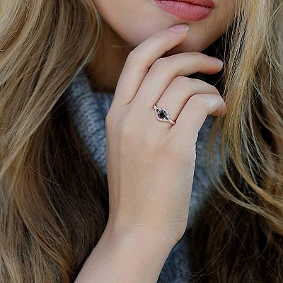 Stella Grace 14k White Gold 1/7 Carat Black White Diamond