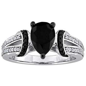 Stella Grace 14k White Gold 2 3/8 Carat T.W. Black & White Diamond Split Shank Engagement Ring