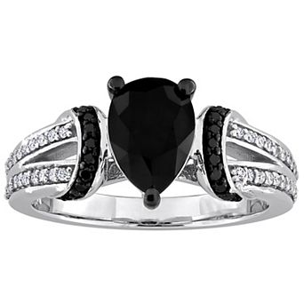 Stella Grace 14k White Gold 2 3/8 Carat T.W. Black & White Diamond Split Shank Engagement Ring