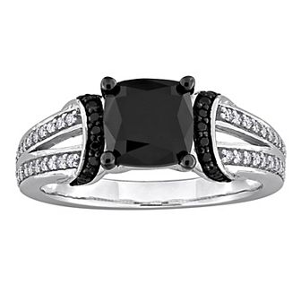 Stella Grace 14k White Gold 2 1/3 Carat T.W. Black & White Diamond Split Shank Engagement Ring