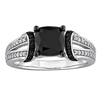 Stella Grace 14k White Gold 2 1/3 Carat T.W. Black & White Diamond Split Shank Engagement Ring