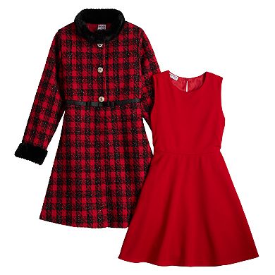 Girls 7-16 Blueberi Boulevard 2-Piece Boucle Coat & Dress Set