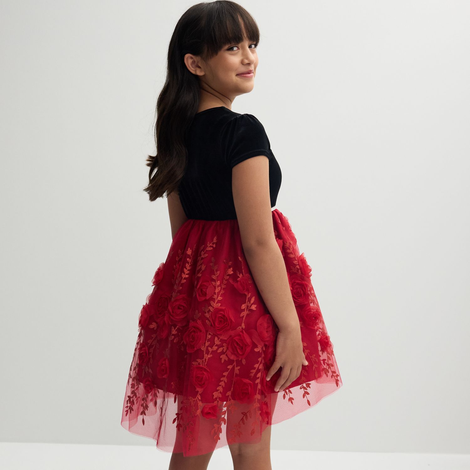 Robe à Carreaux Blueberi Boulevard Fille - Noir Et Rouge, Taille 4/5/6 Ans Neuve