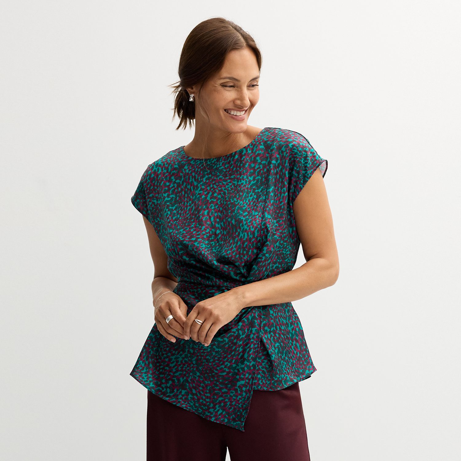 Nine West Women's Solid ITY Top - Contemporary Boiled Wool Sweater Blouse - View #10