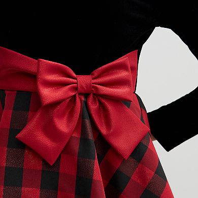 Girls 4-20 Bonnie Jean Buffalo Taffeta Flare Dress in Regular & Plus Size