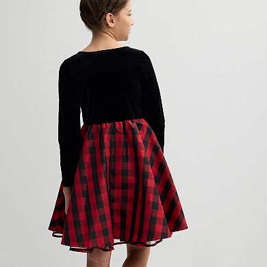 Girls 4-20 Bonnie Jean Buffalo Taffeta Flare Dress in Regular & Plus Size