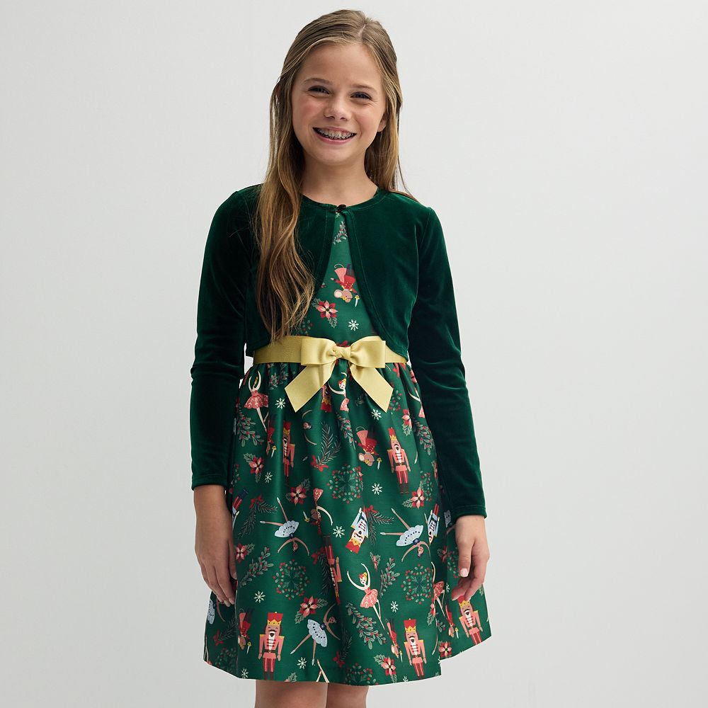 bonnie jean christmas dress nutcracker dress with gold cardigan Amazon.com: Bonnie Jean Christmas Dress