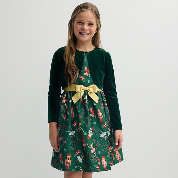 Girls 4-20 Bonnie Jean Nutcracker Dress & Cardigan Set in Regular & Plus  Size