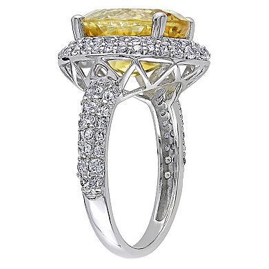 Stella Grace Sterling Silver Citrine & Lab-Created White Sapphire Double Halo Ring