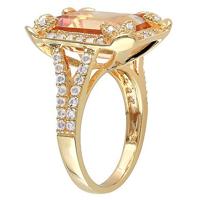 Stella Grace 18k Gold Over Silver Citrine, White Topaz & Diamond Accent Halo Split Shank Ring