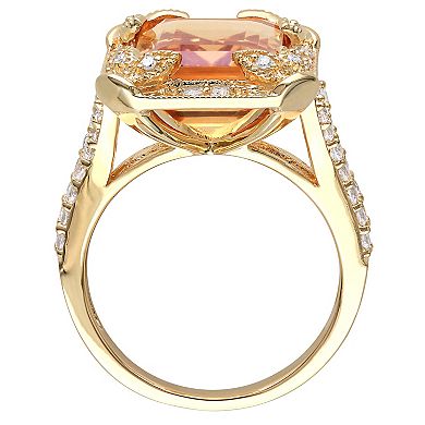 Stella Grace 18k Gold Over Silver Citrine, White Topaz & Diamond Accent Halo Split Shank Ring