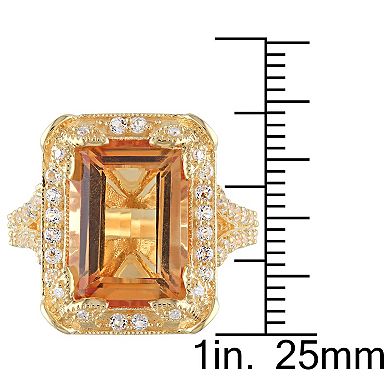 Stella Grace 18k Gold Over Silver Citrine, White Topaz & Diamond Accent Halo Split Shank Ring