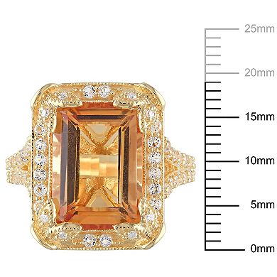 Stella Grace 18k Gold Over Silver Citrine, White Topaz & Diamond Accent Halo Split Shank Ring