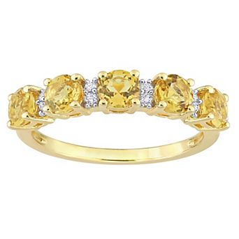 Stella Grace 18k Gold Over Silver Citrine & White Topaz Semi-Eternity Ring
