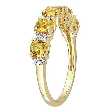 Stella Grace 18k Gold Over Silver Citrine & White Topaz Semi-Eternity Ring