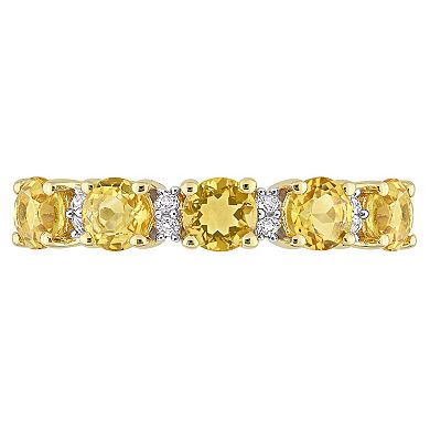 Stella Grace 18k Gold Over Silver Citrine & White Topaz Semi-Eternity Ring