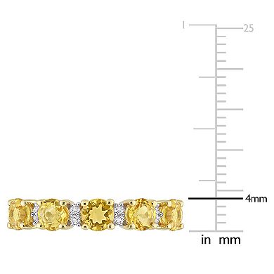 Stella Grace 18k Gold Over Silver Citrine & White Topaz Semi-Eternity Ring