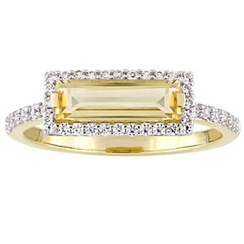 Stella Grace 18k Gold Over Silver Citrine & White Sapphire Halo Ring