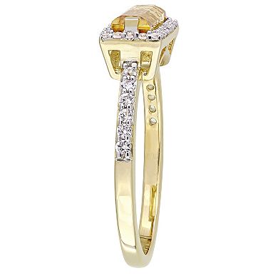 Stella Grace 18k Gold Over Silver Citrine & White Sapphire Halo Ring