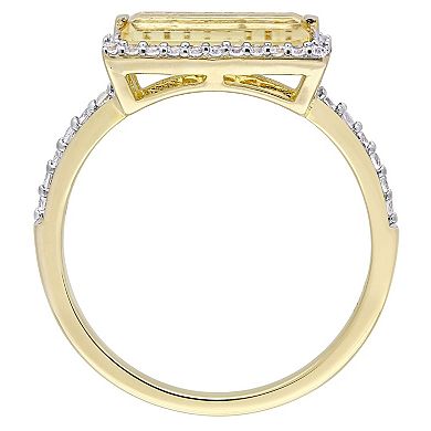 Stella Grace 18k Gold Over Silver Citrine & White Sapphire Halo Ring
