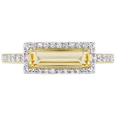 Stella Grace 18k Gold Over Silver Citrine & White Sapphire Halo Ring