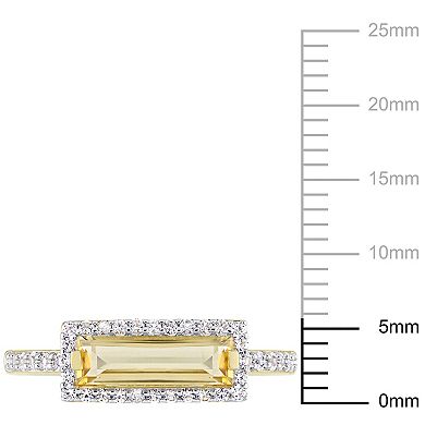 Stella Grace 18k Gold Over Silver Citrine & White Sapphire Halo Ring