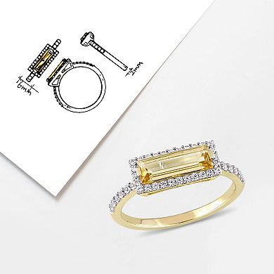 Stella Grace 18k Gold Over Silver Citrine & White Sapphire Halo Ring