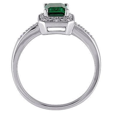 Stella Grace Sterling Silver Lab-Created Emerald & Diamond Accent Fashion Ring