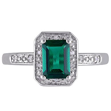 Stella Grace Sterling Silver Lab-Created Emerald & Diamond Accent Fashion Ring