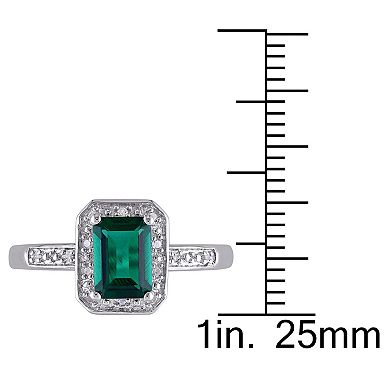 Stella Grace Sterling Silver Lab-Created Emerald & Diamond Accent Fashion Ring