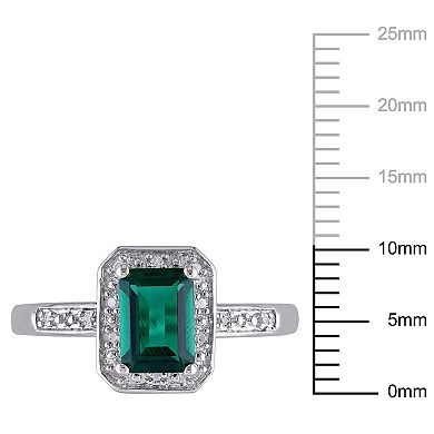 Stella Grace Sterling Silver Lab-Created Emerald & Diamond Accent Fashion Ring